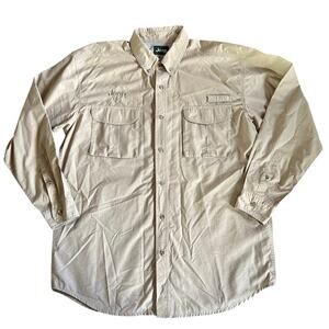 NWOT Men’s Jeep Brand Tan Long Sleeve Button Down Lightweight Fishing Shirt XL